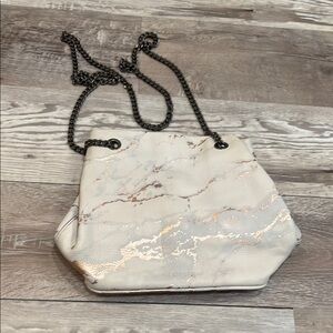 Aimee Kestenberg Cream and Gold Crossbody Bag with Geometric Design